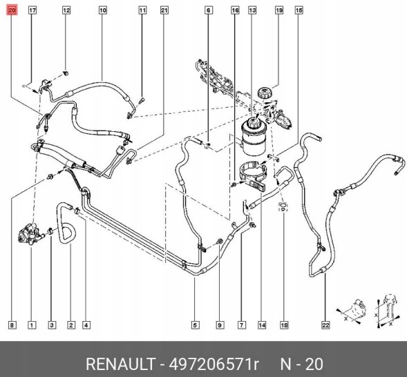 Renault OE 497206571R Cable wsp.Ukł.Kier.R master iii