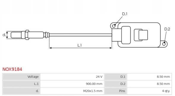 AS-PL NOX9184 Ast nox9184_r nox sensor as-pl nox daf sensor
