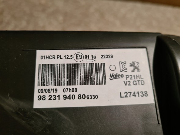 Peugeot OE  Peugeot 208 ii 2008 lamp front right left ordinary