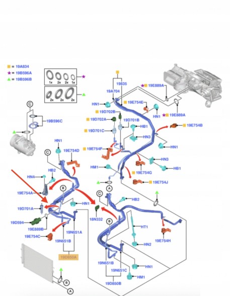 EACS  Eacs air conditioning cable ford transit custom mk8 lift gk21-19d850-ah