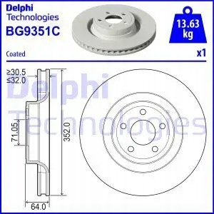 Delphi  Brake disc front ventilated bg9351c delphi