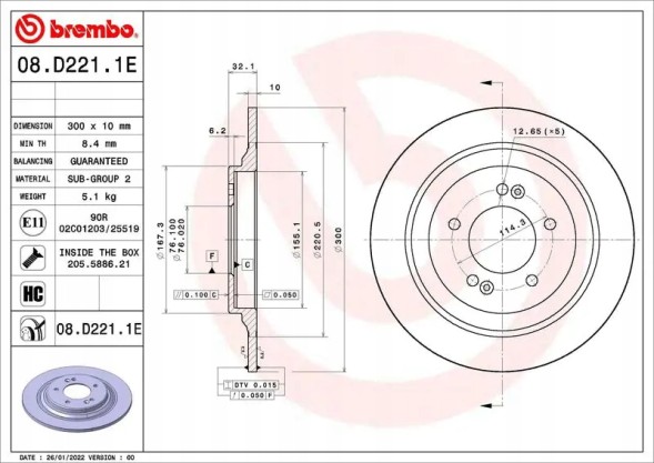 Brembo KT 08 015 Discs + pads rear kt 08 015 brembo hyundai kia