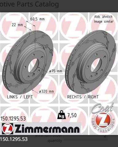 Zimmermann  Brake disc. Bmw 3 e46 99-06 rear went.