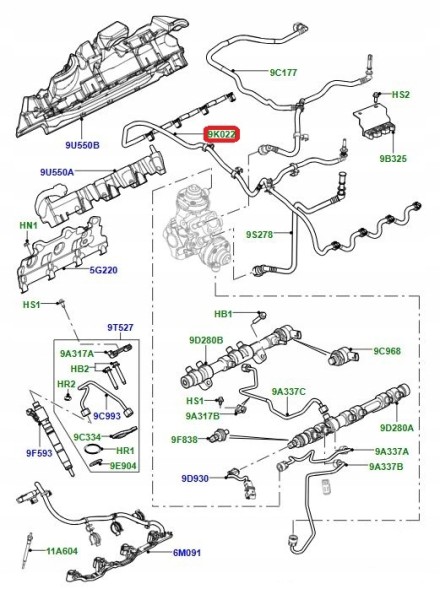 Land Rover OE LR022590LR Fuel lines injectors range rover 4,4 tdv8 l322 l405 l494