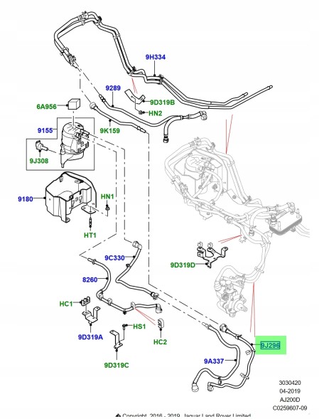 Land Rover OE  Original fuel line with evoque discovery sport 2.0d lr095136 nozzle