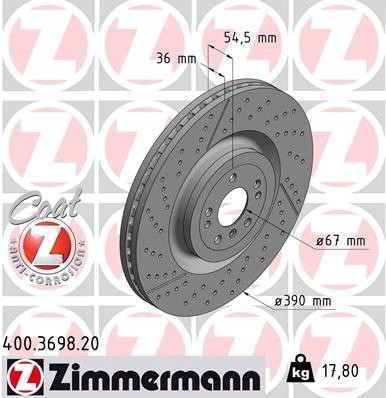 Zimmermann  Brake discs zimmermann 400.3698.20
