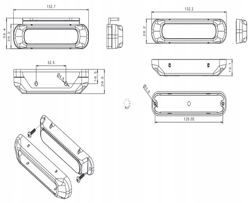 Fristom  2X warning lamp blue led police ambulance