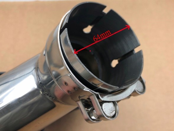 ZR S.169/45. Obejma Tip double overlay exhaust left sports inlet 64mm outlet 190mm