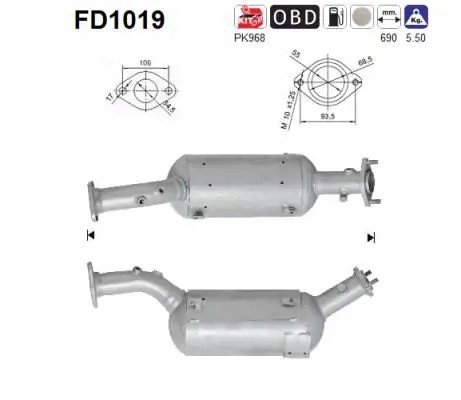 AS FD1019 Particulate filter fap dpf fd1019 as suzuki