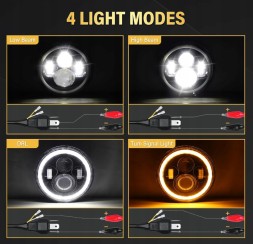 Venus LTD 5905226040791 Jeep wrangler jk led front lamps 7'' halo eyes e9 homologation