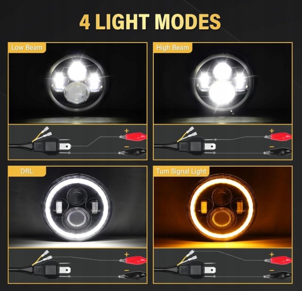 Venus LTD 5905226040791 Jeep wrangler jk led front lamps 7'' halo eyes e9 homologation