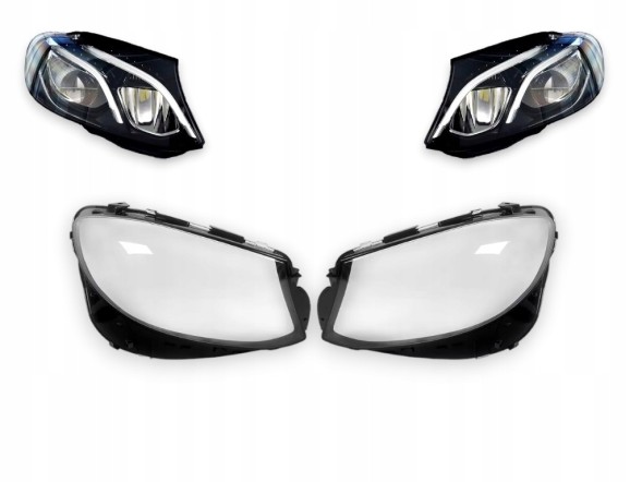 WOLLER  Headlight housings led shades left right front for mercedes e w213 beforelift