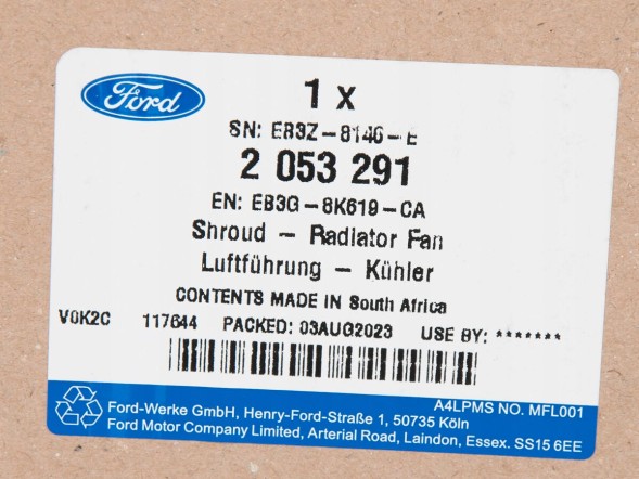 Ford OE EB3G-8K619-CA Radiator fan cover ranger 12- 3.2 tdci