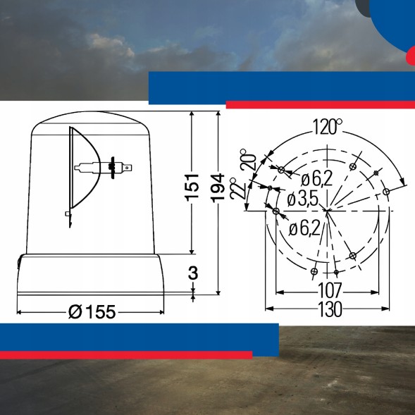 Hella  Rotary warning lamp hella kl7000 f [1644058]