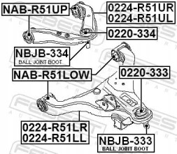 Febest 0224-R51LL Control arm 0224-r51ll febest nissan navara
