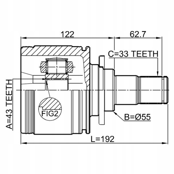 Febest MF-02839 Internal joint of rear axle shaft lh - mitsubishi pajero iv - 3715a140