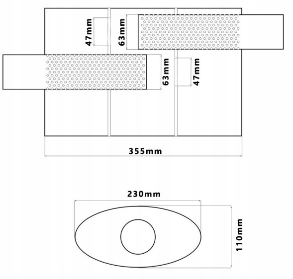 Turboworks TW-TL-602 Middle chamber silencer 63,5mm (2.5 inch) turboworks 304ss 355mm