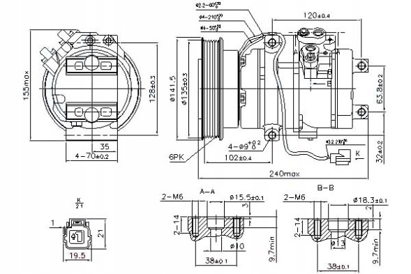 Nissens 890017 622 382_B compressor for climate.Honda odyssey 02-04