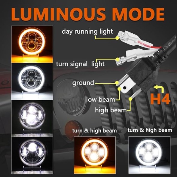 CHINA  Jeep wrangler jk lj led lamps 7'' rings lamps angel eyes drl homologation