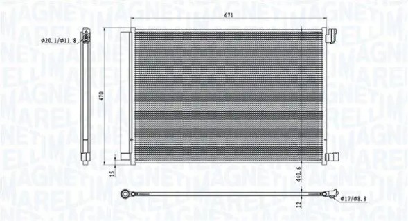 Magneti Marelli 350203101300 Condenser air conditioning cooler 350203101300