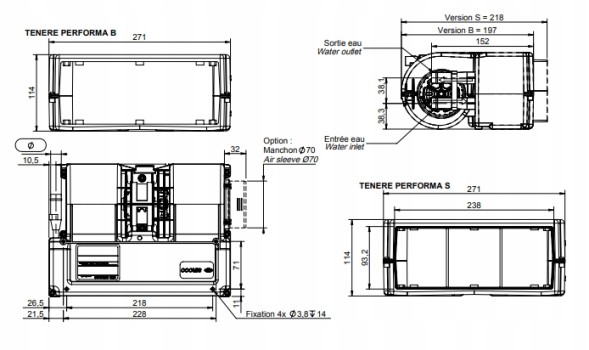 Siroco TPF15145332 Webasto dewasto universal water heater 12v 6kw 85w 3x tilting grille