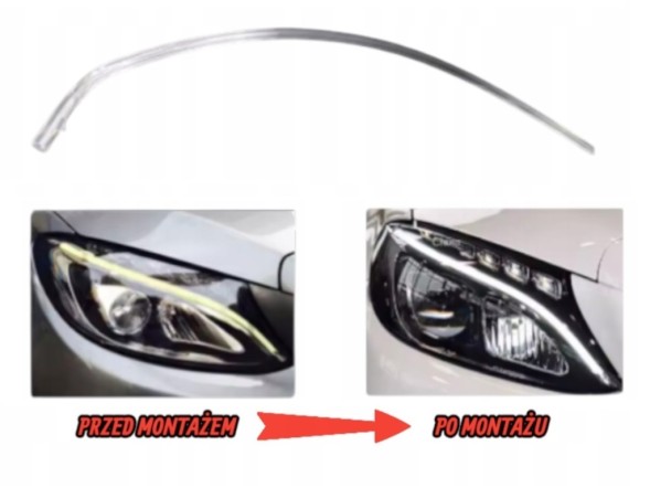 WOLLER H.169/750. Fiber optic headlight lamp right front led drl for mercedes c w205 2015-18