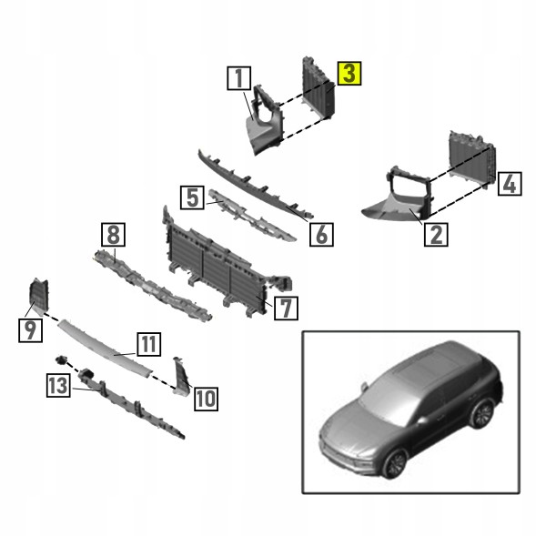 CHINA  Roller shutter air steering wheel porsche cayenne 9y right grille
