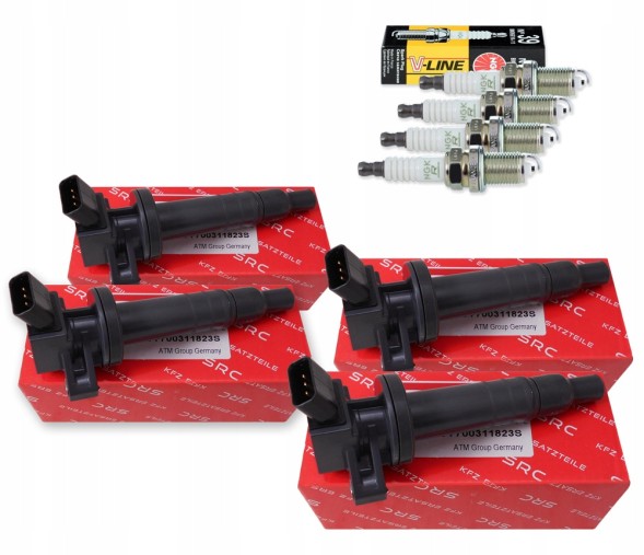 SRC  4X ignition coil + 4x ngk toyota avensis t22 t25 1.6 1.8 vvt-i candle