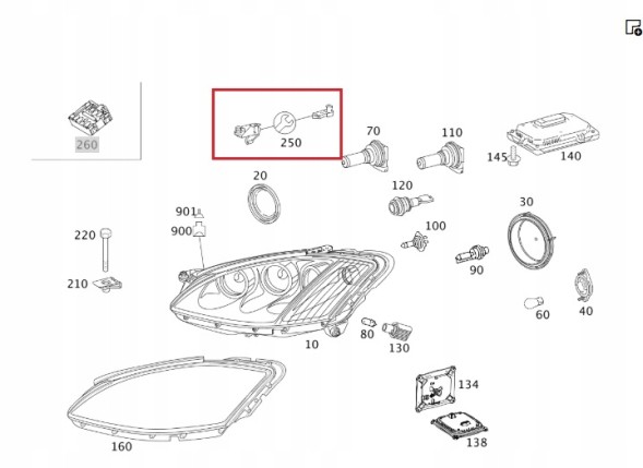 Mercedes-Benz OE A2218201414 Mercedes s-class w221 repair kit lamp front right oe