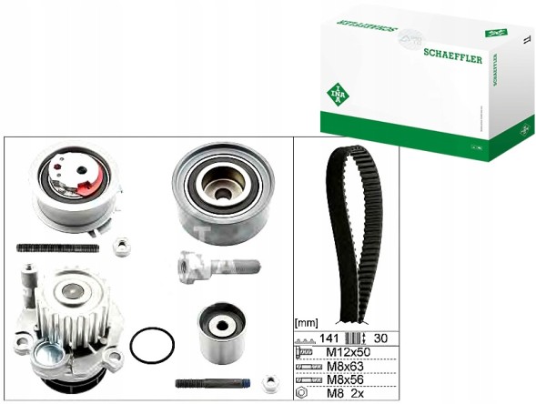 Schaeffler INA  Timing set (belt + roller + liquid pump) fits: audi a3, a4 b7,