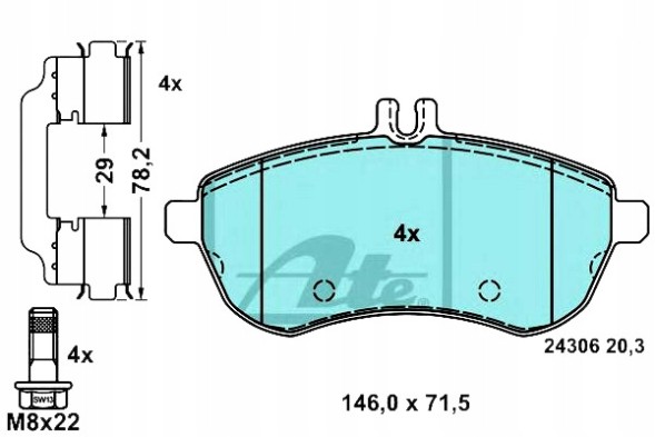 ATE  Ate13.0470-2733.2 set of brake pads ceramic + driver's assistant #33