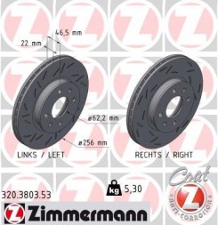 Zimmermann 320.3803.53 Brake disc zimmermann black front - accent i20 rio stonic 256mm