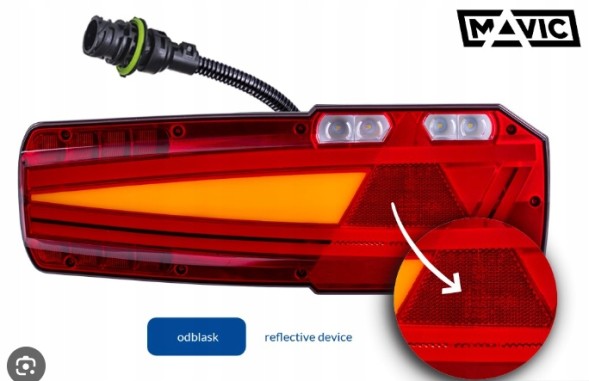 Horpol lzd 3012 Multifunctional rear lamp mavic socket and reflector, version for vehicle right