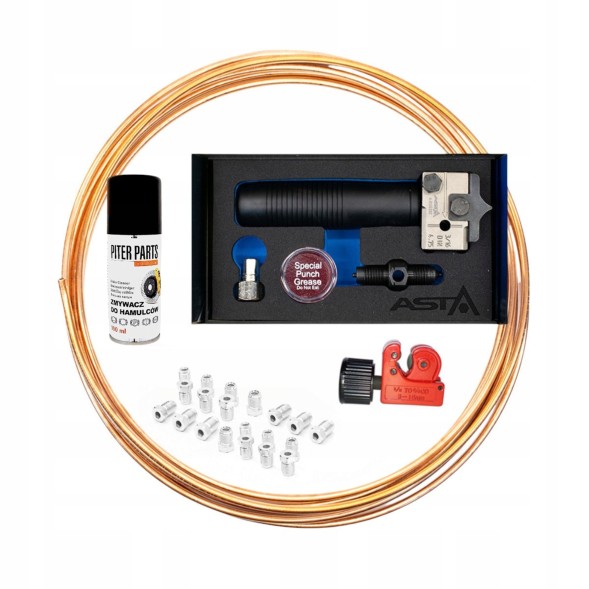 PiterParts PPHM-KPL_31 Zestaw do zakuwania przewodów hamulcowych sztywnych RURKA MIEDZIANA PL Rigid brake cable components locking kit copper tube