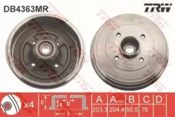 TRW DB4363MR Drum brake. Renault clio iii 05- (-esp) with bearings