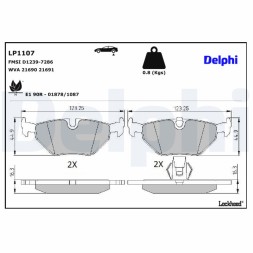 LP1107 DELPHI Комплект гальмівних колодок