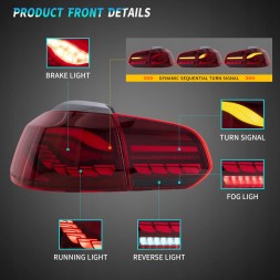 VLAND LDVWU8 9518916E mhm Комплект задніх ліхтарів Vland Full Led Neon Oled Tuning VW Golf VI 6 5k0 2008-2013