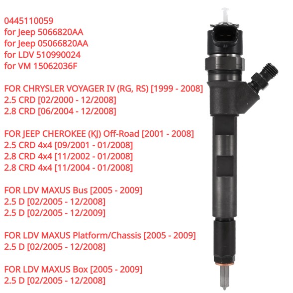 High Quality New Stainless Steel Diesel Fuel Injector Injection Valves 05066820AA 0445110059 for Manufacturing