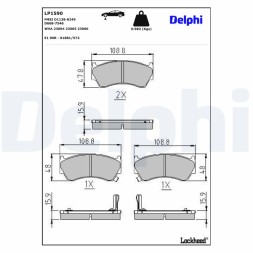 LP1590 DELPHI Комплект гальмівних колодок з 4 шт дисків