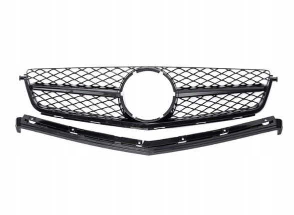 PELOPTICAR A2048801 РЕШІТКА РАДІАТОРА (АТРАПА) MERCEDES C W204 C204 C63 AMG 11-14 ЧОРНА + ЛОГОТИП
