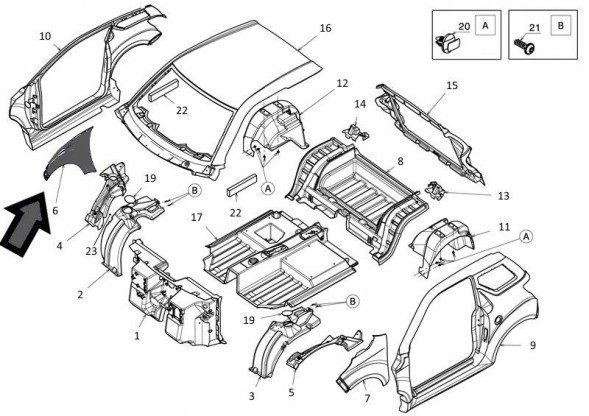 Ligier 1403838 БРАЗОВИК ПЕРЕДНІЙ ПРАВИЙ LIGIER JS50 СІРИЙ ТЕМНИЙ ORG.