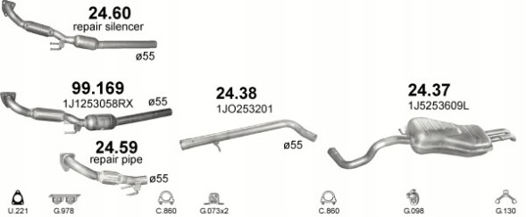 Polmostrów 24.60 Каталізатор vw golf +bora skoda octavia ,audi а3 ,seat leon +toledo 1,9tdi