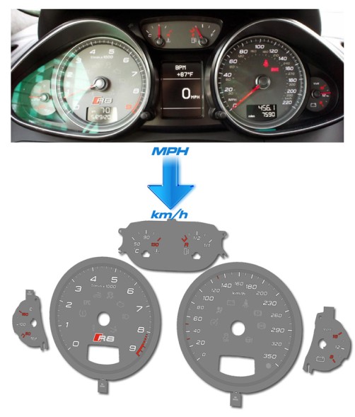 Moman 0089688083222 Audi R8 - заміна циферблатів з MPH на км/год