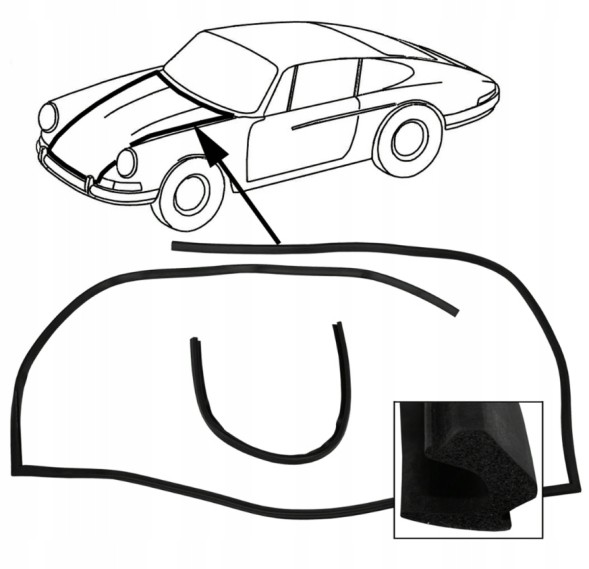 JP Group 90151190102 Ущільнювач передньої кришки (капоту) Porsche 911, 912