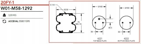 Китай W01M581292 МІХ ОС ПІДН.КРОНЕ FIRESTONE ОТВ.М10Х1,5 ROWNOLEGLE, ПОРТ G1/4 FIRESTONE В