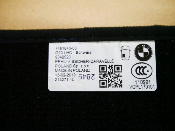 BMW OE BMW G20 G21 DYWANIKI WELUROWE TYLNE ZESTAW KOMPLET DYWANIKÓW 7481640 9042920 BMW G20 G21 ВЕЛЮРОВІ КОВРИКИ ЗАДНІЙ РЯД КОМПЛЕКТ КОВРИКІВ 7481640