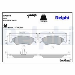 LP1603 DELPHI Комплект гальмівних колодок з 4 шт дисків