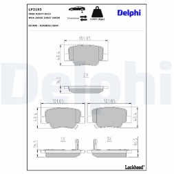 LP2193 DELPHI Комплект гальмівних колодок з 4 шт дисків