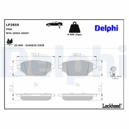 LP3859 DELPHI Комплект гальмівних колодок з 4 шт дисків