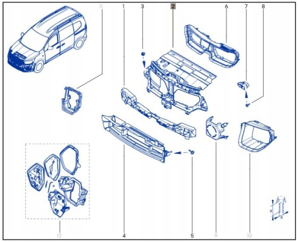Renault OE 620366493R Основа / кронштейн / посилення решітки радіатора RENAULT KANGOO 3 OE